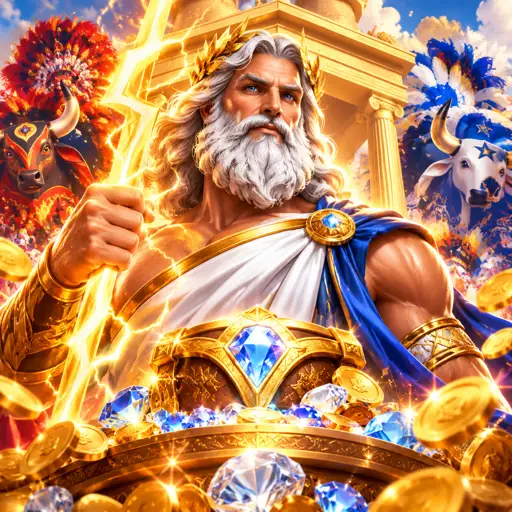 Slot Gates of Olympus com símbolos de Zeus e gemas coloridas